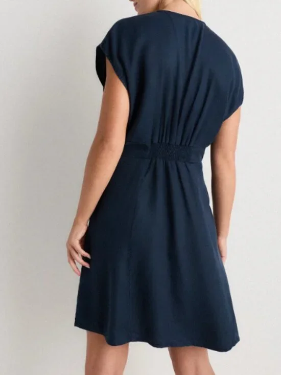 Quince Vintage Wash Tencel Button Front Dress Midnight Blue M NWT - Picture 2 of 5